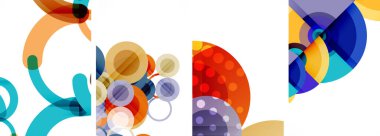 Soyut çember poster setiyle geometrik zarafet dünyası. Çemberler şekiller ve renkler senfonisiyle sarmalanır. Tasarımınız için çağdaş bir görsel ziyafet sunar.