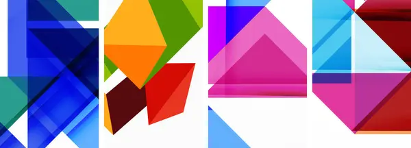 Set Colorful Triangle Poster Cover Template Backgrounds Vector Illustration Wallpaper — Stock Vector