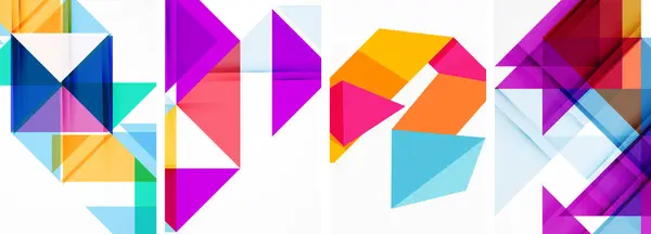 Набор Цветных Треугольных Плакатов Охватывает Фон Шаблона Плаката Векторная Иллюстрация — стоковый вектор