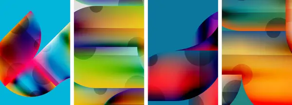 다채로운 기하학적 포스터 모양과 그라디언트와 포스터 브로셔 웹사이트에 추상적인 — 스톡 벡터