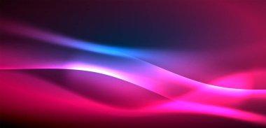 Neon ışıklarının ruhani parıltısında dinamik dalgalar. Hareket akışkanlığı ile neonun ışıl ışıl cazibesini birleştiren kavram, hem canlılığı hem de gelecekteki karmaşıklığı somutlaştıran büyüleyici arka plan.