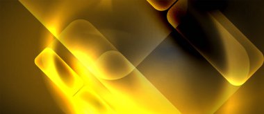 Metin veya ürün sunumu için neon cam şekilleri geometrik arkaplan. Duvar kağıdı, bayrak, arkaplan, kart, kitap illüstrasyonu için vektör illüstrasyonu, iniş sayfası