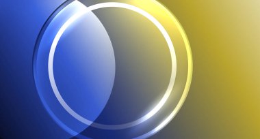 Metnin ya da ürün sunumu için neon cam daire telif alanı geometrik arkaplan. Duvar kağıdı, bayrak, arkaplan, kart, kitap illüstrasyonu için vektör illüstrasyonu, iniş sayfası