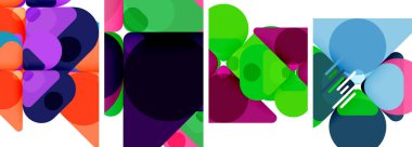 Duvar kağıdı, kartvizit, kapak, poster, afiş, broşür, başlık, web sitesi için renkli parlak geometrik soyut kompozisyonlar