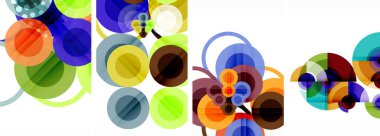 Etkileyici geometrik soyut posterler. Büyüleyici daireler, her bir dizayn şekil ve rengin uyumlu bir karışımı. Tasarımınızı modern, görsel olarak çarpıcı sanatla yükseltin