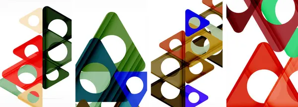 Soyut Arkaplan Seti Üçgenlerin Dinamik Etkileşimini Gösteriyor Modern Tasarım Geometrik — Stok Vektör