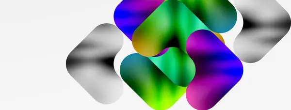 Couleur Fluide Métallique Avec Des Formes Abstraites Géométriques Illustration Vectorielle — Image vectorielle