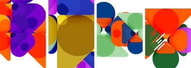 Duvar kağıdı, kartvizit, kapak, poster, afiş, broşür, başlık, web sitesi için renkli parlak geometrik soyut kompozisyonlar