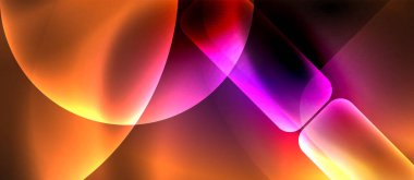 Metin veya ürün sunumu için neon cam şekilleri geometrik arkaplan. Duvar kağıdı, bayrak, arkaplan, kart, kitap illüstrasyonu için vektör illüstrasyonu, iniş sayfası