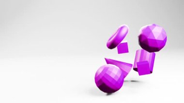 3D uçan geometrik şekiller oluşturulmuş animasyon hareketi grafikleri soyut geometrik arkaplan