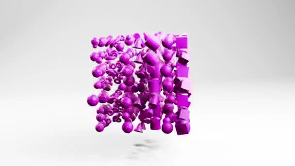Куб Візуалізований Анімаційний Рух Графіки Абстрактний Геометричний Фон — стокове відео