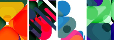 Duvar kağıdı, kartvizit, kapak, poster, afiş, broşür, başlık, web sitesi için renkli parlak geometrik soyut kompozisyonlar