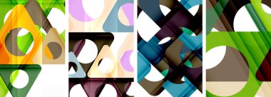 Soyut arkaplan seti, üçgenlerin dinamik etkileşimini gösteriyor. Modern tasarım ve geometrik cazibenin birleşimi