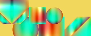 Neon rengi soyut geometrik şekiller arkaplan tasarımı. Duvar Kağıdı, Sancak, Arkaplan, Kart, Kitap İllüstrasyonu, İniş Sayfası