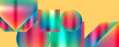 Renkli metalik geometrik şekiller. Duvar Kağıdı, Sancak, Arkaplan, Kart, Kitap İllüstrasyonu, İniş Sayfası