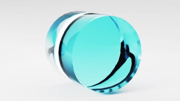 玻璃透明圆筒元件旋转 几何3D循环动画背景 — 图库视频影像