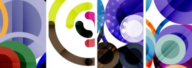 Etkileyici geometrik soyut posterler. Büyüleyici daireler, her bir dizayn şekil ve rengin uyumlu bir karışımı. Tasarımınızı modern, görsel olarak çarpıcı sanatla yükseltin