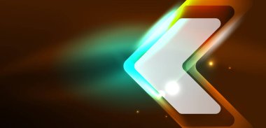 Neon parıldayan tekno çizgiler ve oklar, yüksek teknolojili soyut arkaplan şablonu