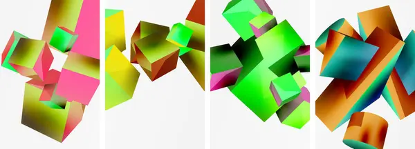 为墙纸 小册子 网站设计3D造型 立方体及其他几何元素背景 — 图库矢量图片