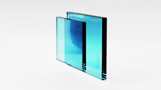 玻璃透明矩形板元件旋转 几何3D循环动画背景 — 图库视频影像