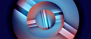 Parlak metal parlayan daireler geometrik arka plan. Asgari soyut kompozisyon. Duvar kağıdı, bayrak, arkaplan, kart, kitap illüstrasyonu için vektör illüstrasyonu, iniş sayfası