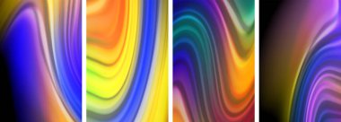 Gökkuşağı renkli sıvı. Duvar kağıdı, kartvizit, kapak, poster, afiş, broşür, başlık, web sitesi için dalga çizgileri posteri