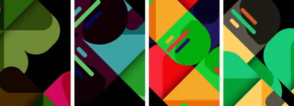 Геометрический Красочный Фон Плаката Квадратами Кружками — стоковый вектор