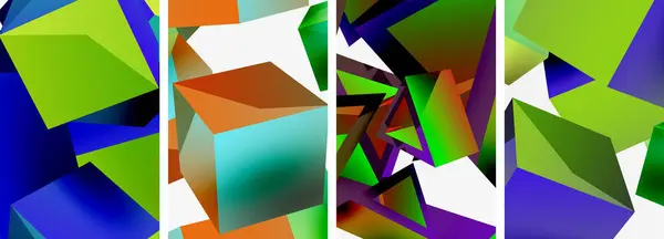 Composition Cubes Autres Éléments Géométriques Conception Fond Pour Papier Peint — Image vectorielle