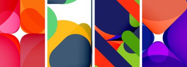 Duvar kağıdı, kartvizit, kapak, poster, afiş, broşür, başlık, web sitesi için renkli parlak geometrik soyut kompozisyonlar