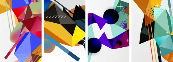 stock vector Geometric elements in abstract poster composition set. Vector illustration For Wallpaper, Banner, Background, Card, Book Illustration, landing page
