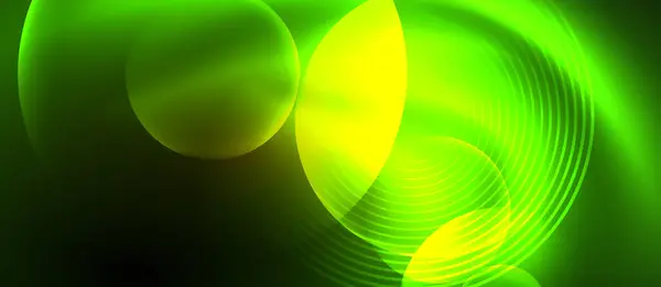 Neon Daireler Geometrik Dizaynlı Tekno Konsept Duvar Kağıdı Sancak Arkaplan — Stok Vektör