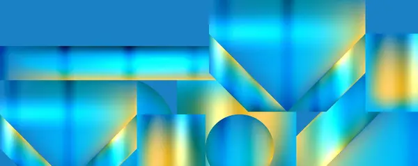 Vibrant Fond Abstrait Bleu Électrique Jaune Avec Motif Géométrique Mettant — Image vectorielle