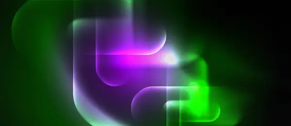 Mesmerizing Swirl Green Purple Magenta Hues Dance Dark Background Creating — Stock Vector