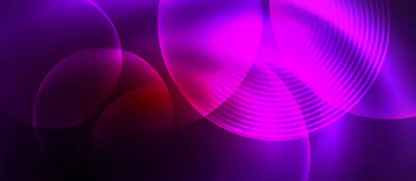 Яркие Светящиеся Круги Создают Завораживающий Узор Темно Фиолетовом Фоне Цвета — стоковый вектор