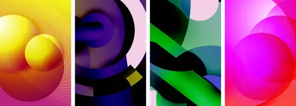Uma Colagem Vibrante Imagens Abstratas Roxas Violetas Magenta Azuis Elétricas — Vetor de Stock