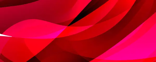 在黑暗的背景上 一个红色和粉色波浪图案的充满活力的特写 展示了玫瑰族花朵花瓣的色泽 — 图库矢量图片
