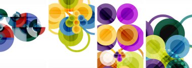 Beyaz arka planda çeşitli boyutlarda renkli dairelerin canlı bir görüntüsü, sanat ve bilimin kaynaşmasını görsel olarak memnun edici bir şekilde gösteriyor.