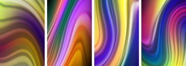 Mor, Violet, Magenta ve Elektrik mavisi tonlarıyla canlı bir renk dizisi beyaz bir arka planda girdap şeklinde simetrik bir sanat deseni.