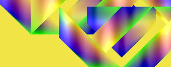 Ένα Ζωντανό Γεωμετρικό Μοτίβο Πολύχρωμα Τρίγωνα Φωτεινό Κίτρινο Φόντο Επιδεικνύοντας — Διανυσματικό Αρχείο