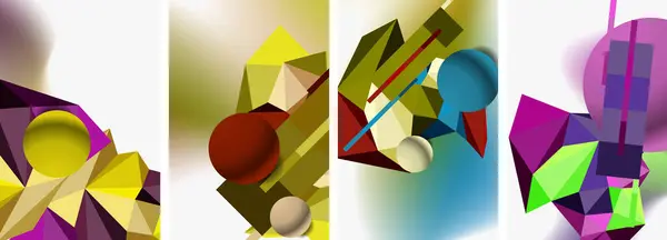 Una Obra Arte Visualmente Sorprendente Con Collage Formas Geométricas Coloridas — Archivo Imágenes Vectoriales