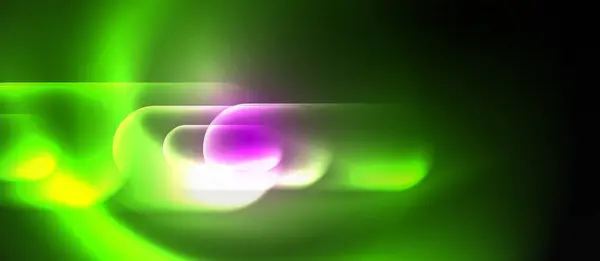 Primo Piano Vibrante Una Luce Verde Viola Vorticosa Uno Sfondo — Vettoriale Stock