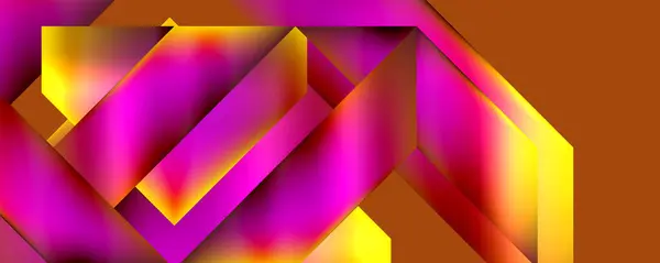 一个充满活力的紫色和黄色几何图案 三角形和对称显示在丰富的棕色背景上 形成了一个五彩缤纷的动态图案 — 图库矢量图片
