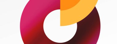 Ortasında beyaz bir daire olan kırmızı ve turuncu daireye yakından bakın. Renkli ve gölgeli bir grafik tasarımı var. Bu desen bir simge veya simge ile bir carmine renk şemasını temsil eder