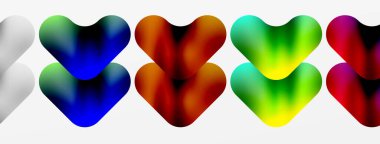 Beyaz dikdörtgen bir arka planda simetrik desende dizilmiş bir dizi canlı mavi kalp, yaprak benzeri bir jestle aşkın ve sanatın güzel bir sembolünü oluşturuyor.