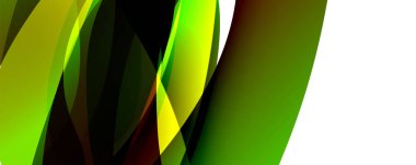 Canlı yeşil ve soyut bir arka plan, beyaz dikdörtgenler, renkli ve gölgeli. Bu çağdaş sanat eseri yazı tipi, desen ve makro fotoğrafçılık unsurlarını içerir.