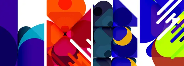 Ein Lebendiges Kunstwerk Bestehend Aus Einer Collage Aus Farbenfrohen Geometrischen — Stockvektor