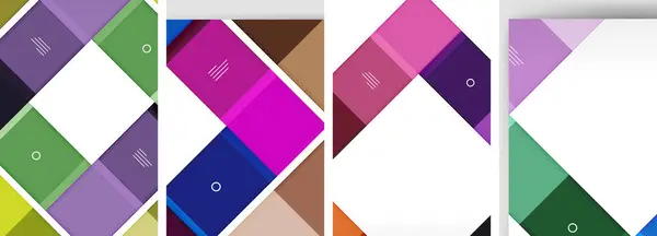 Vibrante Collage Cuadrados Triángulos Púrpura Rosa Magenta Sobre Fondo Blanco — Vector de stock