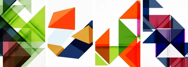 Bunch Colorful Triangles White Background High Quality — Stock Vector