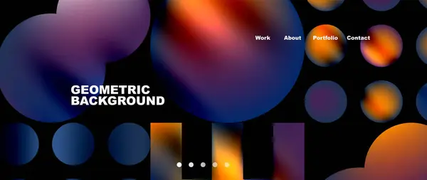 Geometric Background Circles Squares Violet Magenta Electric Blue Black Backdrop — Stock Vector