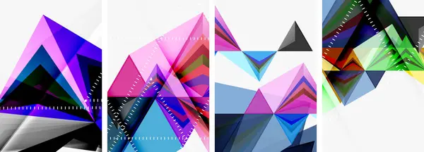 Creative Arts Piece Featuring Set Four Colorful Triangles Rectangles Shades — Stock Vector